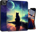 Tuiklo for iPad Pro 12.9 inch 6th / 5th / 4th / 3rd Generation 2022 2021 2020 2018 Release Case- Built in Pencil Holder Slim Protective Cover with Auto Wake/Sleep, Cat and Moon