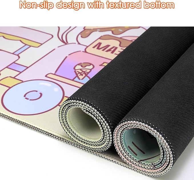 PERFECTSIGHT Cute Desk Mat Kawaii Rainbow Bunny Bear Kitty Desk Pad, Large Gaming Mouse Pad, Funny Girls Deskmat Mousepad, Anime Laptop Keyboard Pad Office Home Decor for Women Kids, Tulip