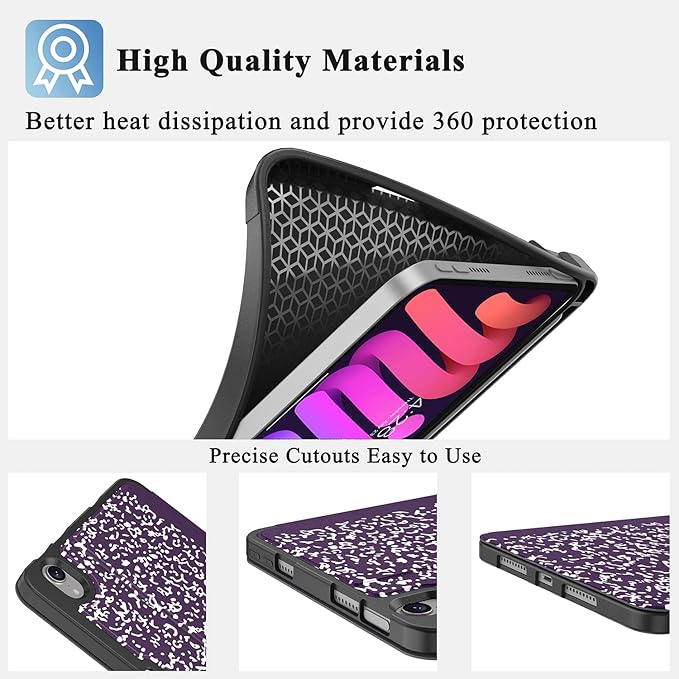 Supveco Case for iPad mini 7 (A17 Pro) 2024/iPad Mini 6 2021 8.3 Inch with Pencil Holder-[Auto Wake/Sleep],Slim Protective Case with Soft TPU Back Cover for iPad mini 7th/6th Generation(Violet)