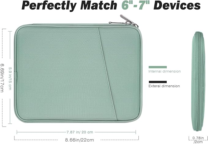 MoKo 6-7" eReader Sleeve Bag for 7" ereader Colorsoft Signature Edition, All-New 6" ereader 11th Gen 2022/10th Gen 2019/8th Gen 2016, 6.8" ereader Paperwhite 11th/10th Gen 2021/2018, Bodhi Green