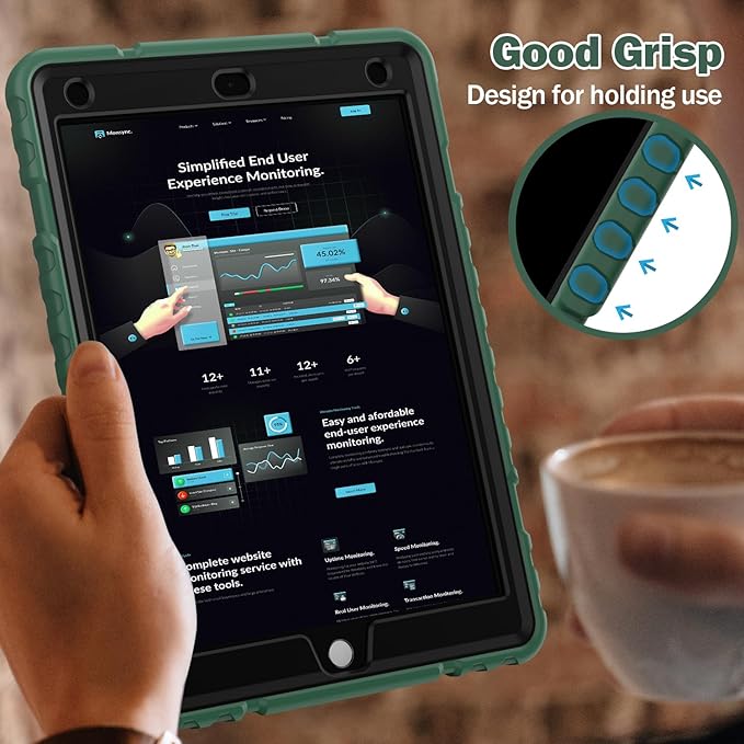 ZoneFoker 9.7" Case for iPad 6th/5th Generation 2018/2017, for iPad Air 2 / Air 1st / Pro 9.7, Heavy Duty Shockproof Protective 9.7 Inch Cover with Built-in Stand for i Pad 6 5 Gen(Deep Green)