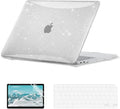 EooCoo Hard Case Compatible with MacBook Air 13.3 inch M1 Chip 2021-2018 with Retina Display, Air 13.3 inch Plastic Protective Case + Transparant Keyboard Cover + Screen Protector, Sparkly Clear