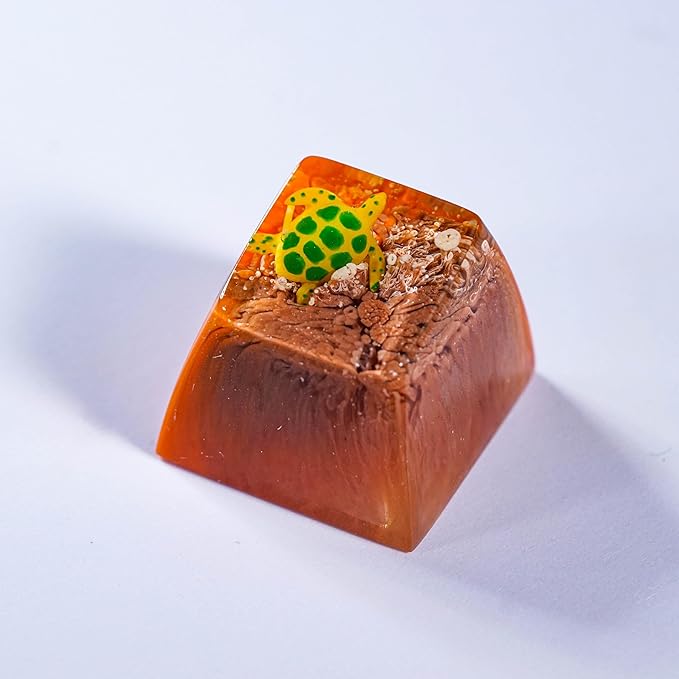 Sea Turtle Artisan Keycap Brown and Orange Ocean R1 SA Profile Custom Sea Creatures Keycaps 1U ESC Handmade Gaming Resin Key Cap Cherry MX Switch Compatible Mechanical Keyboard Turtle Lover Gift