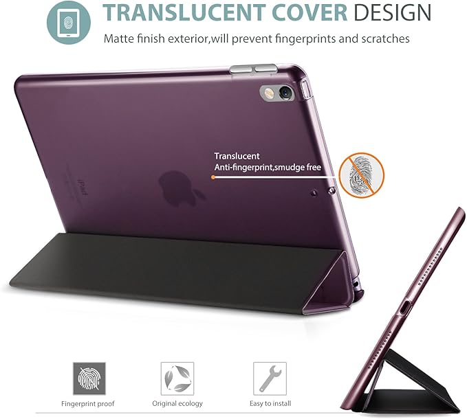 ProCase Smart Case for 10.5” iPad Air 3rd Generation 2019 / iPad Pro 2017, Slim Stand Cover with Translucent Frosted Back for iPad Air 3 -Purple