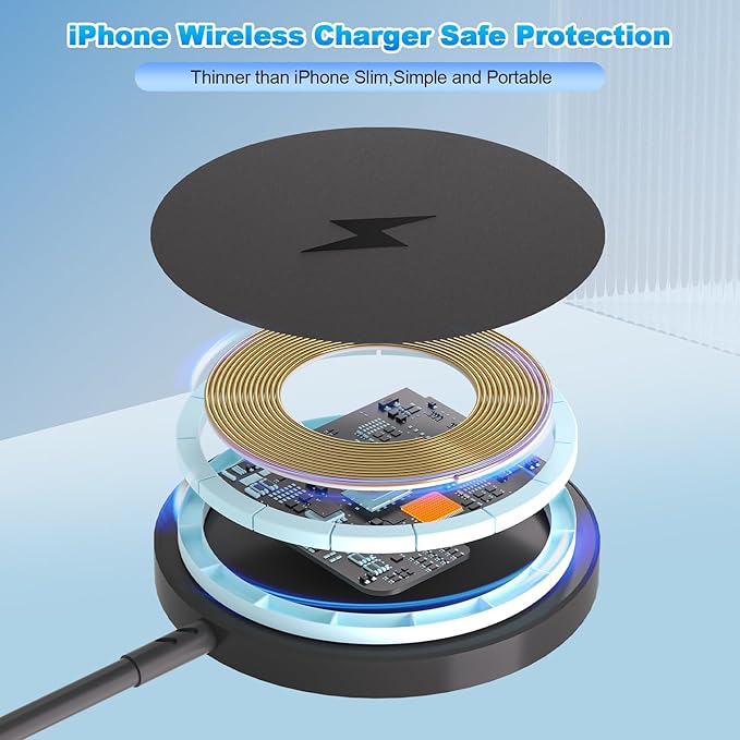 Magnetic Wireless Charger for iPhone 17 16,2Pack 6FT Wireless iPhone Charging Fast Mag-Safe Charger with Apple USB C Charging Block for iPhone 17 Pro max/17Air/16/15/14/13/12/11/AirPods Pro 3/2-Black
