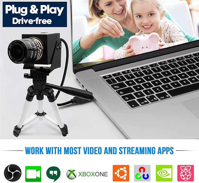 SVPRO 1080P 120fps High Speed USB Camera,12 Megapixels 4K Glof Swing Webcam Manual Focus with 3X Optical Zoom,Industrial Lightburn Cam UVC Plug and Play for Computer Laptop Raspberry Pi