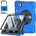 Case for iPad Pro 11 M5 2025/ M4 2024: Protective Cover for iPad Pro 11 Inch 5th Generation with Screen Protector- Stand- Handle- Shoulder Strap- Pencil Holder-Black+Blue