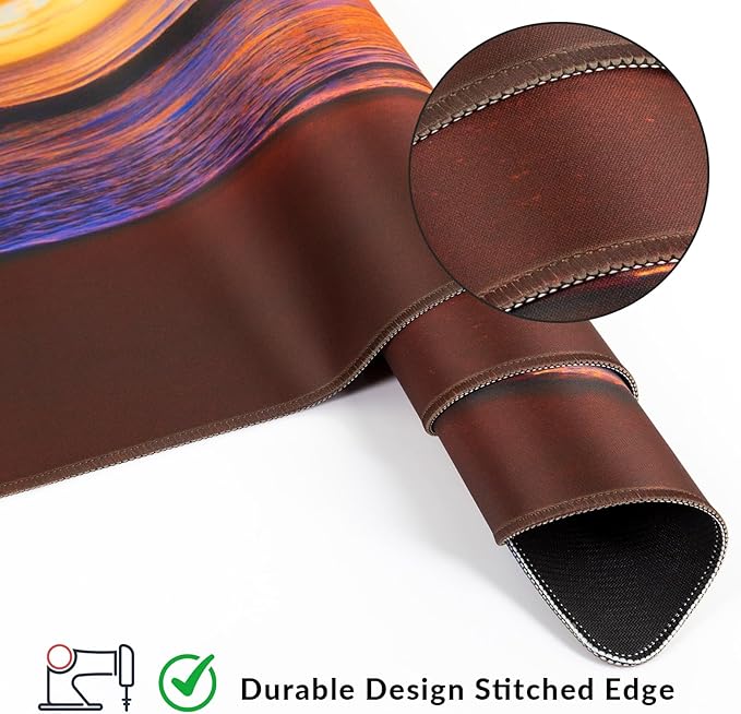 Large Gaming Mouse Pad with Coaster, Desk Matt for Desktop, Desk Pad, Mouse Pads Mat, Stitched Edges Big Extended Mousepad for Computer Keyboard Laptop Office Decor, 31.5'' x15.6''-Sunset Beach