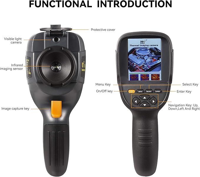 Higher Resolution 320 x 240 IR Infrared Thermal Imaging Camera. Model HTI-19 with Improved 300,000 Pixels, Sharp 3.2in Color Display Screen, Battery Included. Lightweight Comfortable Grip.