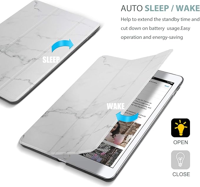 ProCase Smart Case for iPad 9.7 Inch iPad 6th/5th Generation 2018 2017(Model: A1893 A1954 A1822 A1823), Ultra Slim Lightweight Stand Cover with Translucent Frosted Back-Whitemarble