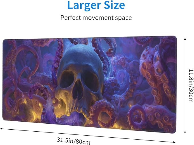 Skull Mouse Pad Extended Large Gaming Mouse Pad XL Stitched Edges for Gamer Home Office 31.5 X 11.8 Inch