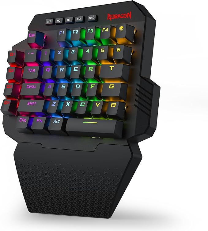 Redragon K758 Wired One-Handed RGB Mechanical Gaming Keyboard, 39 Keys Type-C Professional Gaming Keypad w/Upgraded Hot-Swappable Socket, 4 Onboard Macro Keys & Dedicated Wrist Rest