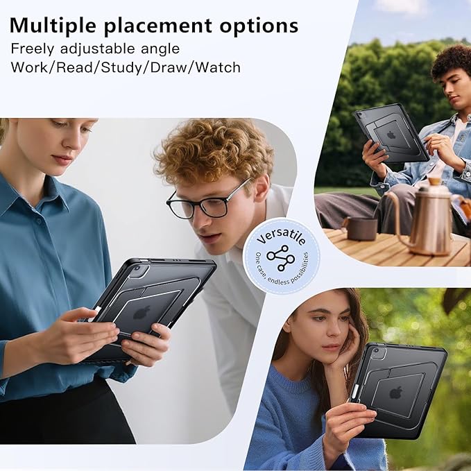 Case for iPad Air 11-inch M4 (2026)/M3 (2025)/M2 (2024),iPad Air 5th (2022)/4th Generation (2020) 10.9 Inch,iPad Pro 11 inch,Multi-Angle Ultra Stable Dual Stand,Slim Duty Shockproof Case