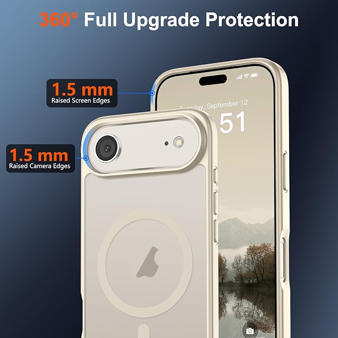 SUPFINE Magnetic for iPhone Air Case (Compatible with MagSafe)(Military Grade Drop Protection) Slim Translucent Matte Shockproof with Anti-Fingerprint Phone Cover for 17 Air,Antique White