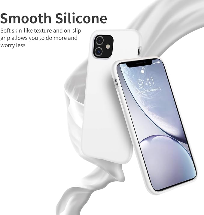 OTOFLY Compatible with iPhone 11 Case,Ultra Slim Fit iPhone Case Liquid Silicone Gel Cover with Full Body Protection Anti-Scratch Shockproof Case (White)