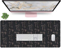 Black Desk Mat with Bows, Large Bow Mouse Pad Keyboard Mat for Computer Laptop Non-Slip Rubber Base Gaming Mousepad, Cute Black Desk Accessories Girly Office Desk Mat for Teen Girls Women 35.4 x 15.7