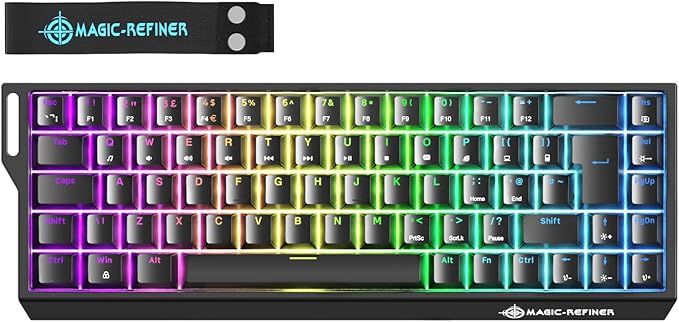 MAGIC-REFINER X68 HE Wired 60% Hall Effect Rapid Trigger Mechanical RGB Gaming Keyboard with 8K Polling,0.04mm RT Accuracy,Magnetic Switch,Adjustable Actuation,Snap Tap for PC Mac Esport Gamer (Black)