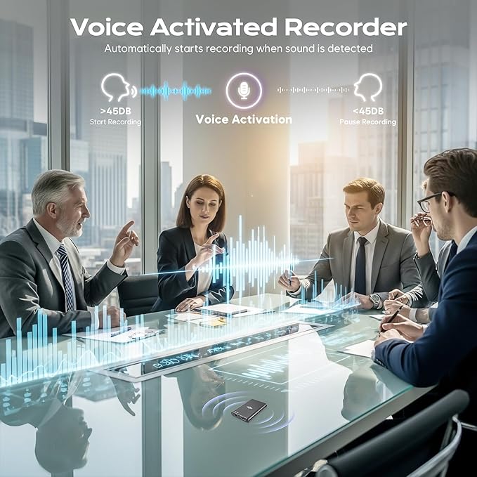 136GB Magnetic Voice Recorder - Lymorvex Voice Activated Recorder AI-Intelligent Noise Reduction, 4800 Hours Recording Device & USB-C Audio Recorder for Lectures, Meetings, Interviews