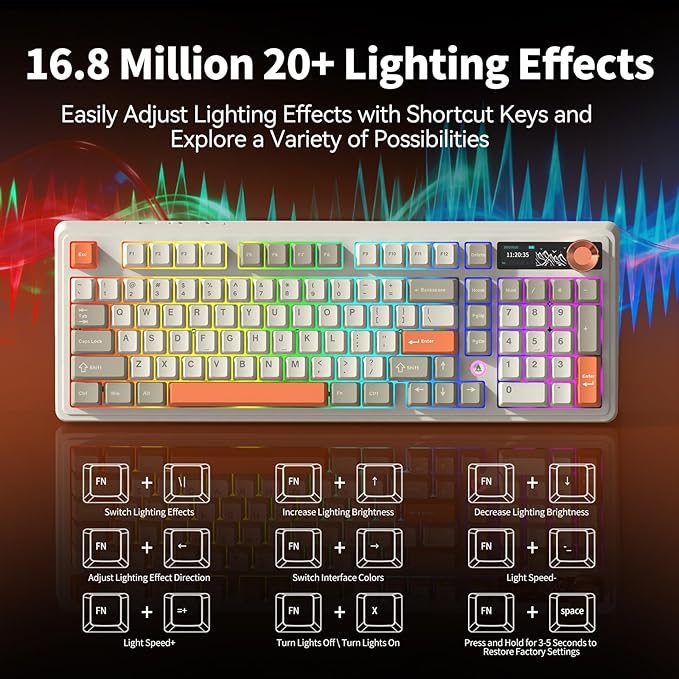 Ajazz AK980 V2 Wireless Mechanical Gaming Keyboard,Tri-Mode BT5.0/2.4GHz/USB-C 10000mAh Battery Hot Swappable RGB Backlit Computer Gaming Keyboards for PC/Tablet/PS/Xbox