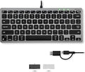 Macally Small Wired Keyboard for Mac and PC (Dual USB C + A) - Save Space, 78-Key Layout with 13 Shortcuts, Type C - Compact USB C Keyboard for MacBook, iMac, iPad, iPhone - Space Gray