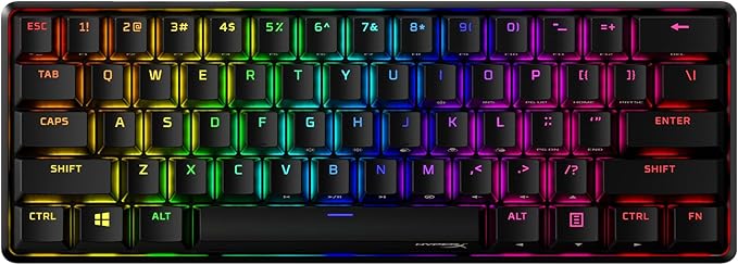 HyperX Alloy Origins 60 - Mechanical Gaming Keyboard - Ultra Compact 60% Form Factor - Tactile Aqua Switch - Double Shot PBT Keycaps - RGB LED Backlit - NGENUITY Software Compatible,Black