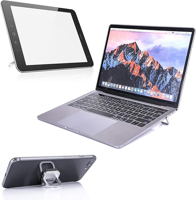 Abeillo 2PCS Portable Keyboard Riser, Self-Adhesive Mini Laptop Stand Invisible Computer Keyboard Stand for Desk, Laptop Feet Compatible with Pro/Air, Lenovo, Surface (Silver)