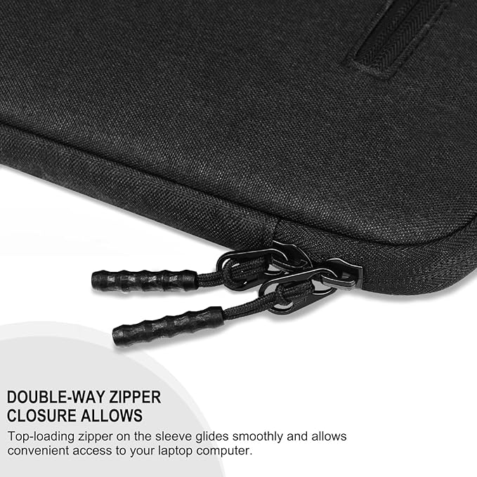Laptop Sleeve 14 inch, Shockproof Protective Computer Case with Front Pocket, Water Resistant Durable Traveling Laptop Carrying Bag Compatible for MacBook Air/Pro, HP, Dell, Lenovo, Acer, Black