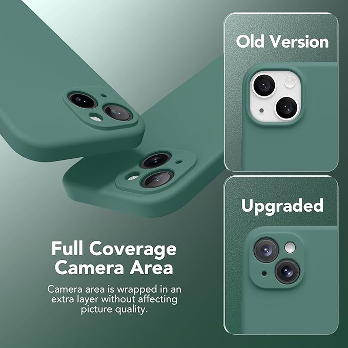 Magnetic for iPhone 14 Case, Compatible with MagSafe, [Full Camera Protection][Screen Protector] Silicone Shockproof Protective Phone Case for iPhone 14 6.1 inch, Midnight Green