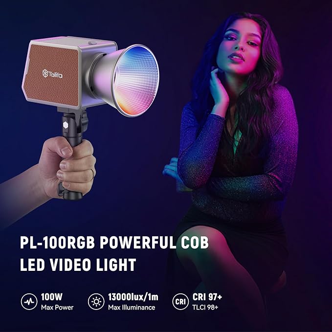 Tolifo 100W RGB LED Video Light with 18000mAh Battery, Portable 360° Full Color Studio Lights, COB Continuous Output for Creative Photography Lighting/Video Recording, 2700K-6500K CRI97+ 20 Effects