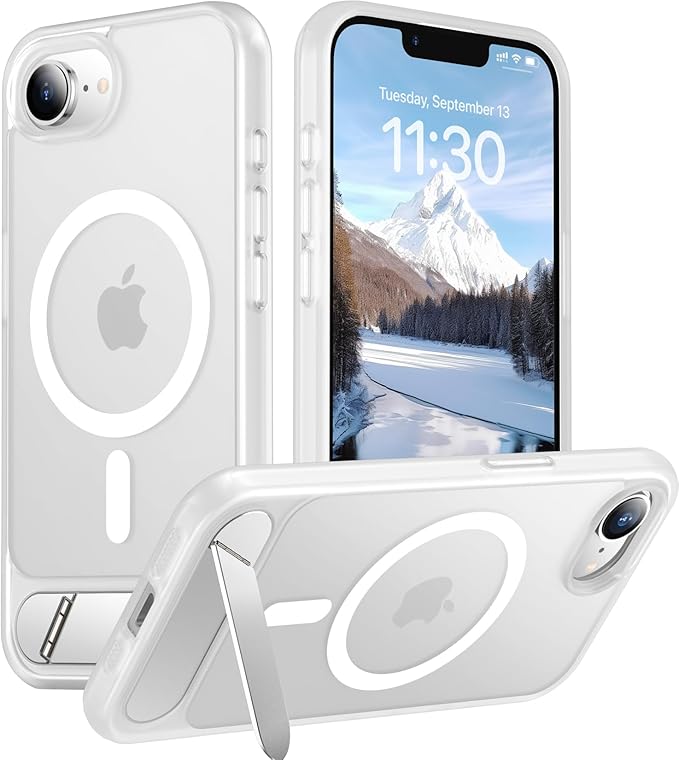 Magnetic Compatible with SE4 Case, [Built-in Invisible Kickstand][Military Grade Shockproof] Slim Translucent Matte Phone Case