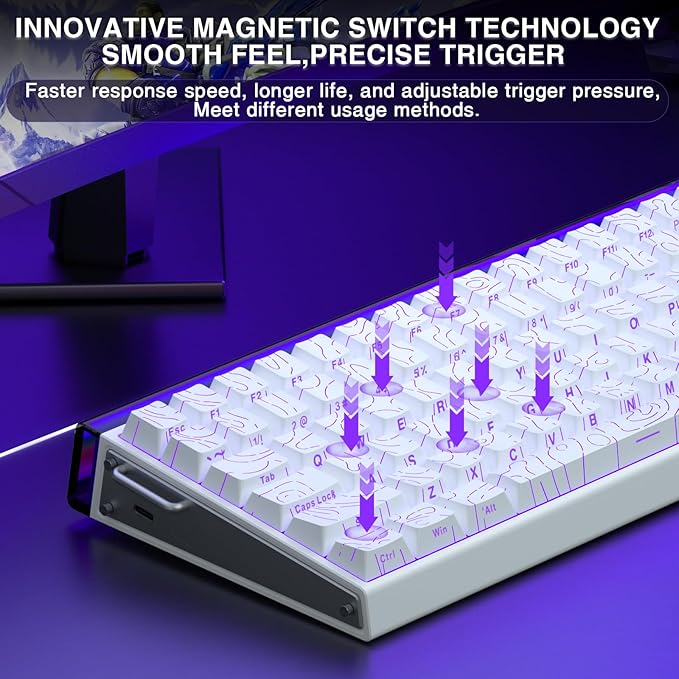 Aula Hero 84 HE - 75% Mechanical Gaming Keyboard, Hall Effect Magnetic Switches Keyboard, 8000Hz Polling Rate, RGB Neon Light Box, Hot-Swappable Side-Printed PBT Keycaps, Gamer Keyboards for PC/Mac