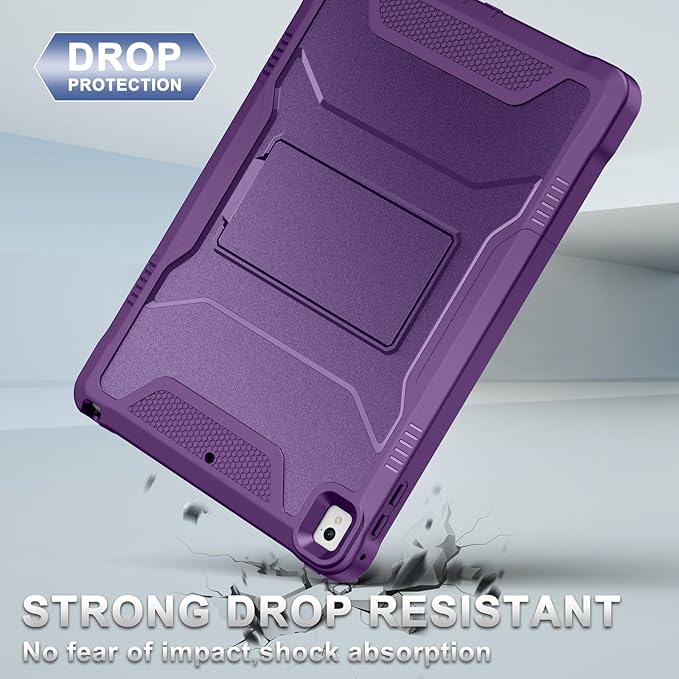 Soke Case for iPad 6th/5th Generation 9.7 Inch 2018/2017,with Built-in Screen Protector and Kickstand, Rugged Full-Body Heavy Duty Protective Cover for Apple iPad Air 2 /Pro 9.7 - Purple