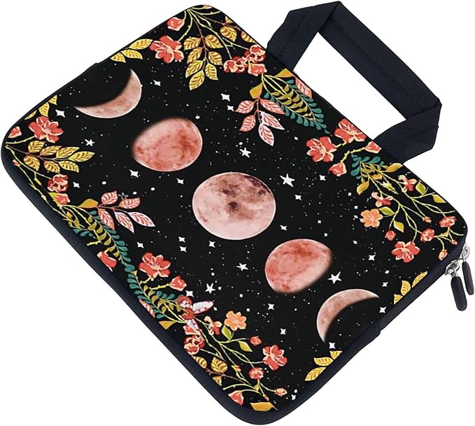 AMARY Laptop Sleeves 11.6" 12" Laptop Handle Bag Neoprene Notebook Carrying Pouch Chromebook Sleeves case Ultrabook Case Tablet Cover Fit Apple MacBook Air HP DELL Lenovo Asus(Flowers Moon)