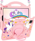 Uppuppy for iPad Air 11 inch Case(Air M4 2026, 8th Gen/M3 2025/M2)/Air 5th/4th Gen 10.9", for iPad Pro 11 inch Case(4th/3rd/2nd/1st Gen) - Pink Unicorn Cover with Rotating Stand & Strap for Girls
