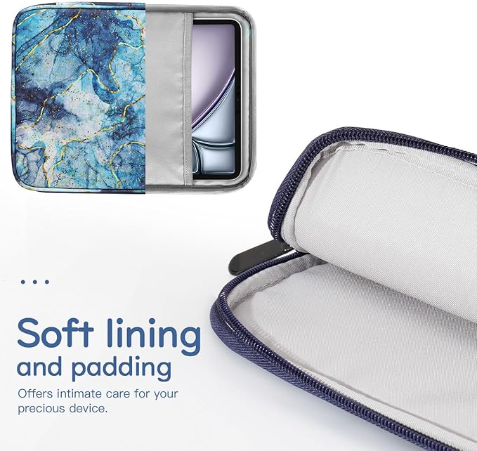 Dadanism 13Inch Tablet Sleeve Bag Carrying Case for iPad Pro 13" M5/M4 2025/2024, iPad Air 13" M4/M3 2026/2025, iPad Pro 12.9", Galaxy Tab S10+/S9 FE+/S9+ 12.4", Remarkable Paper Pro 11.8",Marble Blue