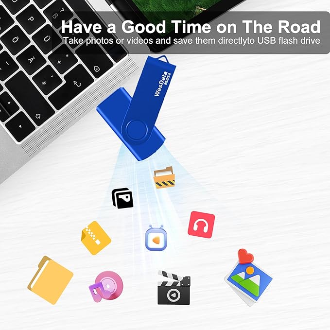 8GB USB 2.0 Flash Drive and 1 USB C Adapter, Thumb Drive USB Memory Stick Jump Drive, Compatible with OTG Type C Phones, Tablets, Laptop, PC (Blue)