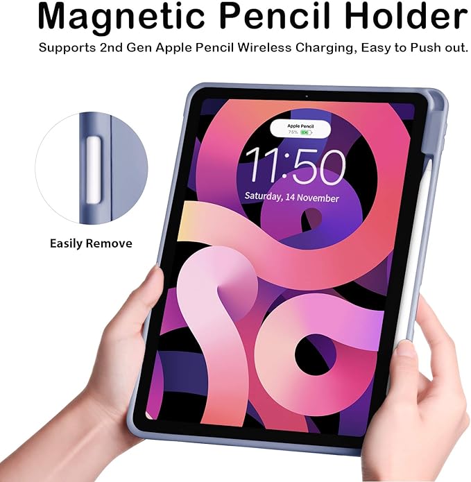 Cases for iPad Pro 12.9 Case 6th/5th/4th Generation (2022/2021/2020) with Pencil Holder [Apple Pencil Wireless Charging] Soft TPU Smart Tri-fold Stand Protective Cover(Lavender)
