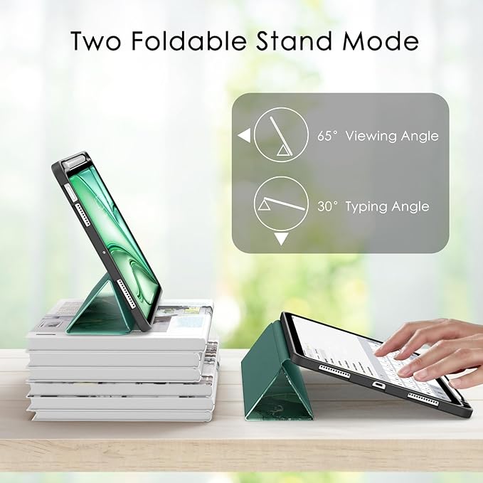Soke Case for New iPad Air 11 Inch (M4/M3/M2, 2026-2024), iPad Air 5th/4th Generation 10.9 Inch (2020-2022) with Pencil Holder, Soft TPU Back Cover & Auto Sleep/Wake, Green Marble