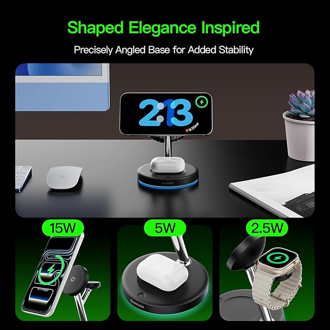 New 3 in 1 Charging Station for Apple Compatible with Magsafe Charger Stand for iPhone 17 16 15 14 13 12 Wireless Charging Station for AirPods Wireless Charger for iWatch Series