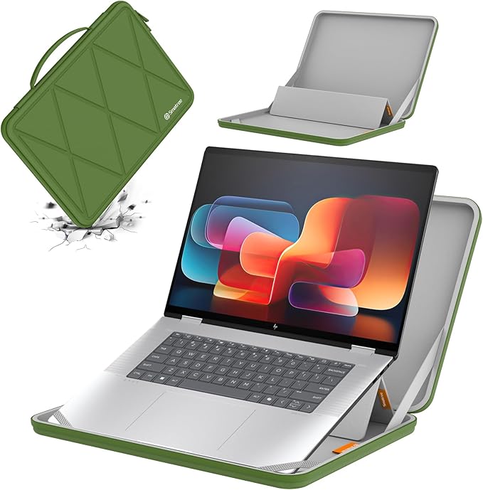 Smatree MS85T Hard EVA Protective Sleeve Case with Stand Compatible for 16inch HP Envy x360 2-in-1 16t-ac000, for 15.6inch HP255 G9 Notebook PC/HP Laptop 15/15t, Laptop Cover with Stand, Green