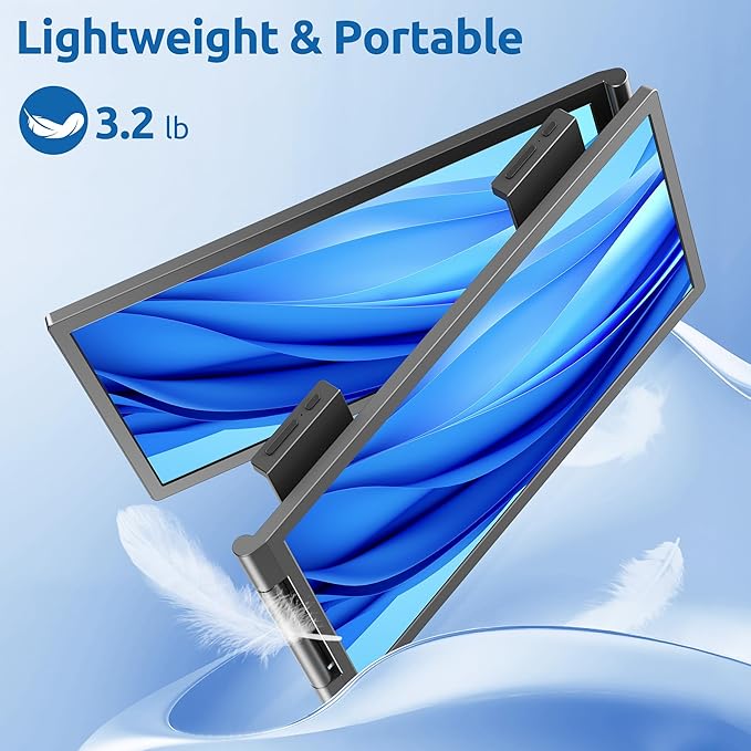 MAGICRAVEN Dual Laptop Screen Extender, 14" 1080P Portable Monitor, Type-C (No HDMI) Plug and Play for 13.3" - 16.1" Laptops, 270° Rotation Attachment Display for Windows/MacOS/Chrome Laptop Phone