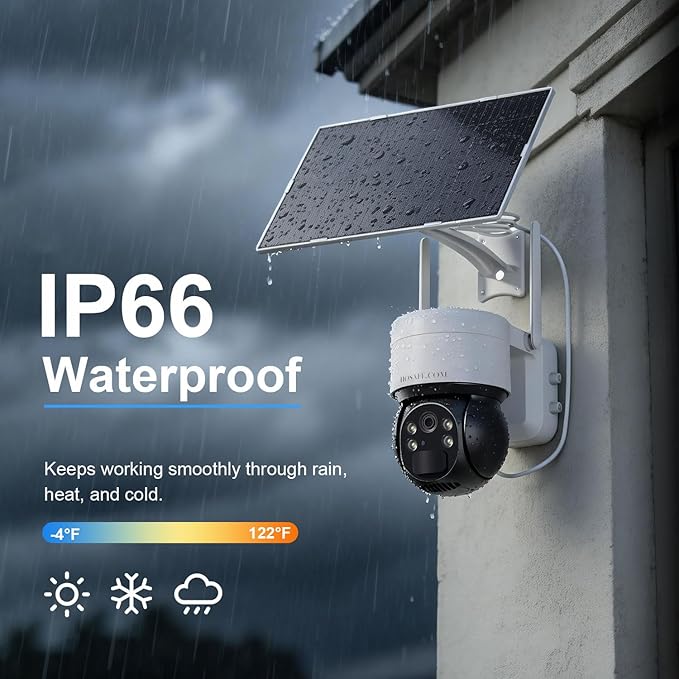 HOSAFE.COM Solar Security Cameras Wireless Outdoor, WiFi Cameras for Home Security, Outdoor Camera with 360° View, 2K HD Color Night Vision, 2-Way Audio, SD/Free Cloud Storage (Need Apply), 2 Packs