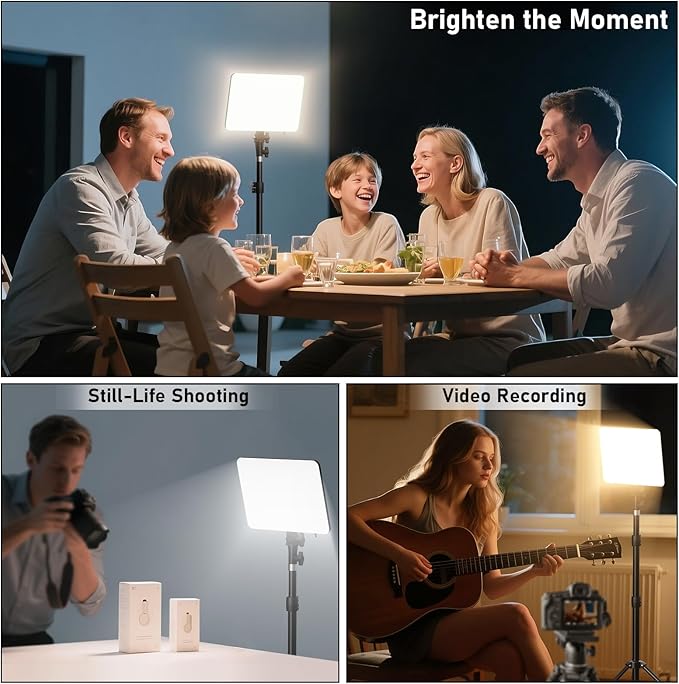 30W Upgraded Photography Lighting Kit, Anautin 1-Pack LED Video Lighting for Video Recording, 3700Lux Studio Lights with Tripod Stand for Photography, Streaming, Gaming, Podcast, Filming, Vlogging