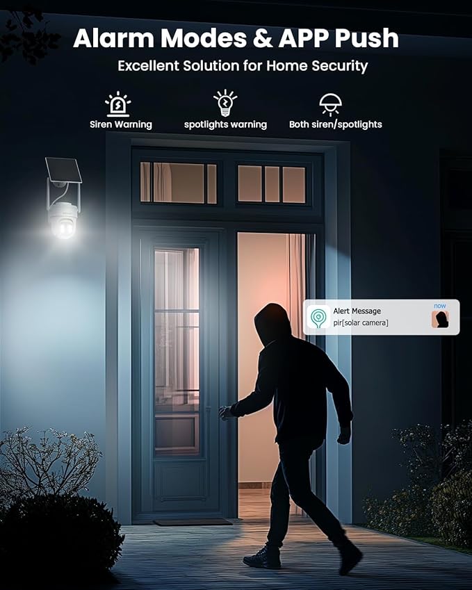 VIZIUUY Solar Security Cameras Wireless Outdoor, 3MP Pan/Tilt 360°View Solar/Battery Powered WiFi Camera with Color Night Vision/PIR Sensor/2-Way Audio/Alexa(3 Pack)