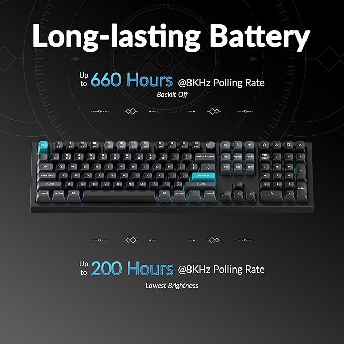 Keychron Q6 Ultra 8K Polling Rate Aluminum Wireless Mechanical Keyboard, 2.4 GHz/Bluetooth/Wired Full-Size Custom RGB, Hot-Swappable Silk POM Red Switch for Mac Windows Linux - Black