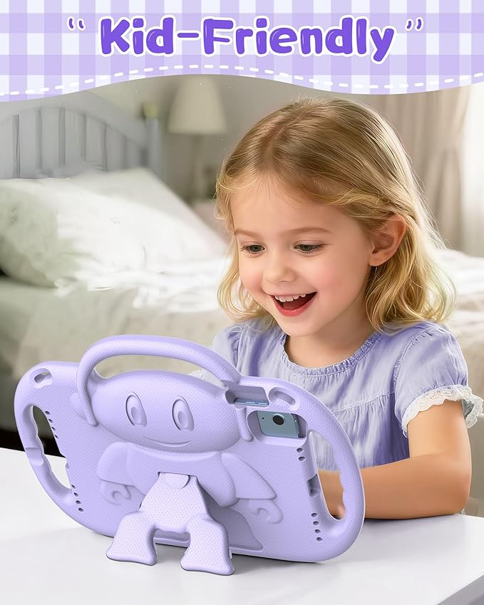 Kids Case for iPad A16 11" 2025 (11th Gen) & 10th Generation 10.9" 2022 & iPad Air 11" M3/M2 & Air 5th/4th Gen & Pro 11, Durable Shockproof Cover with Shoulder Strap Handle Stand, Light Purple