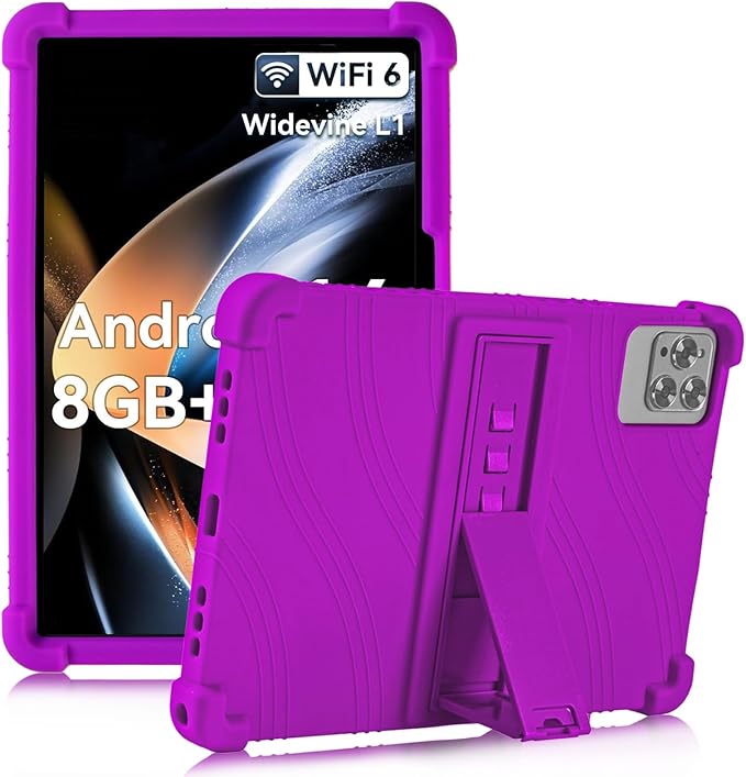 ATOOZ for ROWT 10.1 inch Tablet Case,Soft Silicone Case for ROWT A10/SVITOO Tab 10/Aiprotablet C20e/ZONKO D115/MB1001 10.1 inch Tablet with Stand (Purple)