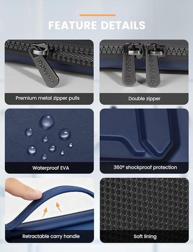 DOMISO 15.6 inch Laptop Sleeve with Handle Shockproof Waterproof EVA Protective Case for 15.6" Yoga 720 IdeaPad 310 320 ThinkPad T570/Legion 5 Gen 6/HP Envy 15/15.6" Notebooks, Dark Blue