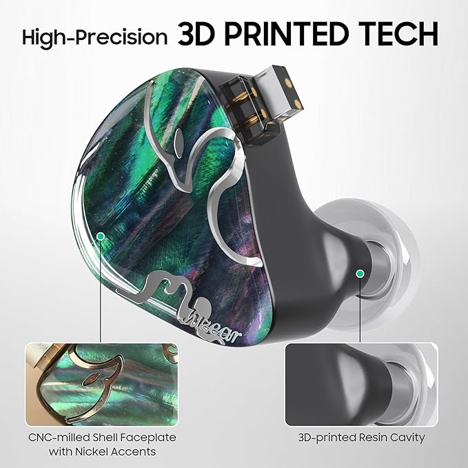 HiFiGo IEMs Juzear x Z Reviews Defiant in Ear Monitor, 1DD +3BA Hybrid Drivers Earphone, HiFi Wired Gaming IEM Earbuds with Detachable Cable for Musician Audiophile Gamer (Rainbow)