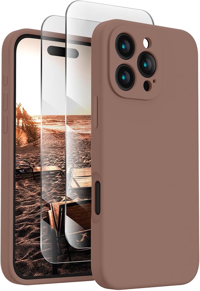 FireNova Designed for iPhone 16 Pro Max Case, Silicone Upgraded [Camera Protection] Phone Case, Soft Anti-Scratch Microfiber Lining Inside, 2024, Light Brown